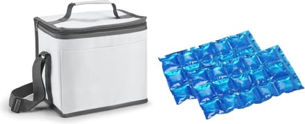 Kleine koeltas voor lunch wit met 2 stuks flexibele koelelementen 9 liter
