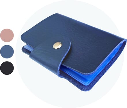 ZILOU® Pasjeshouder - Creditcardhouder - Kaarthouder transparant - 24 pasjes - Kunstleer - Blauw