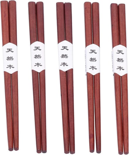5 Paar Herbruikbare Houten Eetstokjes - Duurzaam en Vaatwasmachinebestendig - 18 cm