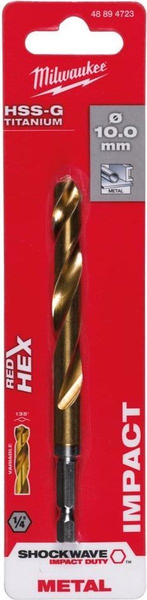 Milwaukee Metaalboor Shockwave HSS-G Tin Red Hex Shockwave HSS-G TiN Red Hex 13 mm - 1 st - 48894729