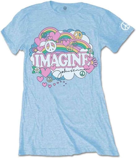 John Lennon - Rainbows, Love & Peace Dames T-shirt - XL - Blauw