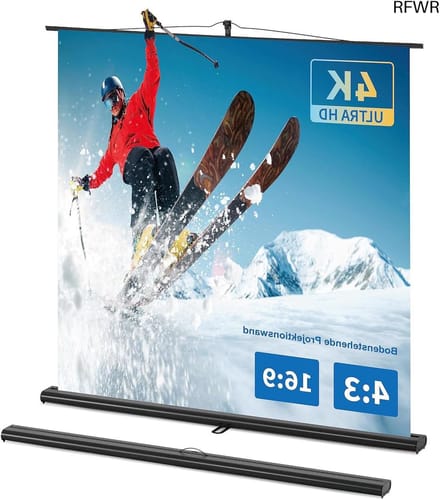 Projectiescherm met standaard - Draagbaar scherm - Thuisbioscoop creëren - Optrekbaar en kantelbaar - 80 inch 16:9 - Wit
