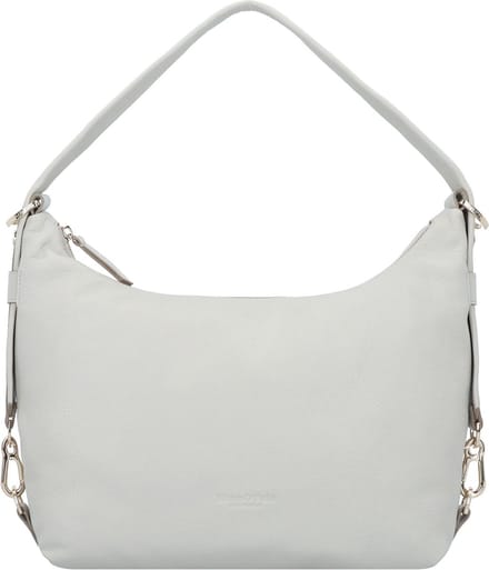 Marc O'Polo Leren Schoudertas Hanna Hobo Bag Stone Grey Lichtgrijs