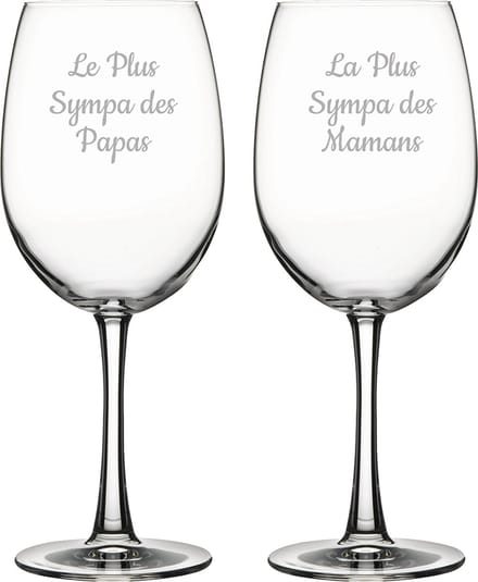 Rode wijnglas gegraveerd - 46cl - Le Plus Sympa des Papas & La Plus Sympa des Mamans