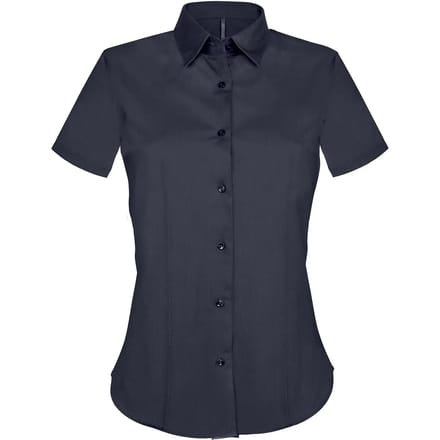 Kariban Dames stretch blouse korte mouwen K532 - Navy - L
