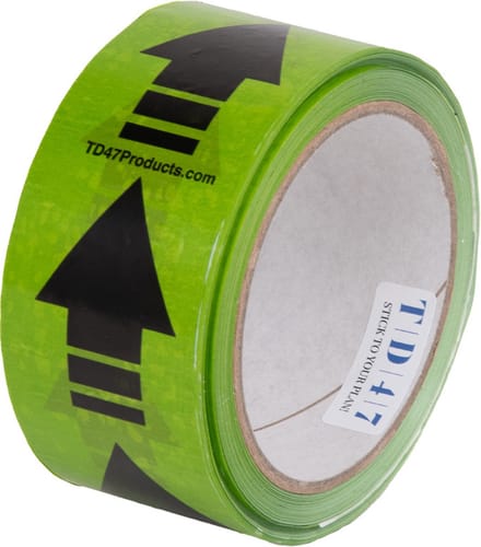 TD47 Verpakkingstape PP low noise 50mm x 66m Groen met pijlen