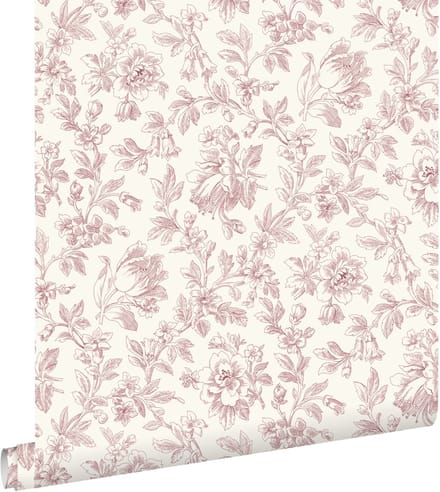ESTAhome behang elegante bloemen bordeaux rood - 0.53 x 10.05 m - 132105