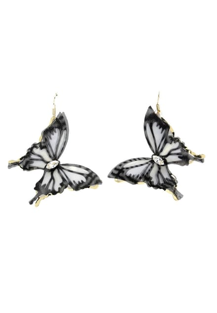 AVANT-GARDE PARIS Oorbellen - Butterfly Stud - 1 stuk - Zwart met gouden plating
