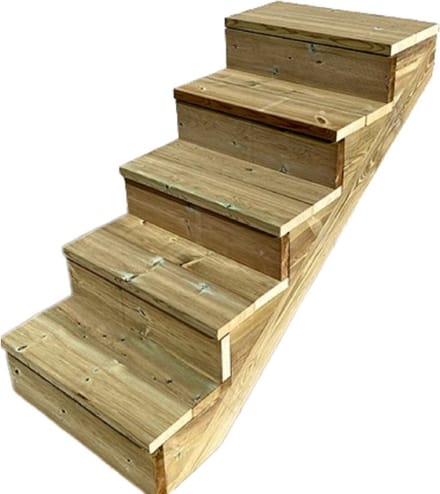 BERLIN Houten Buitentrap - 5 Gesloten Treden 88 cm Hoog - 100 cm Breed