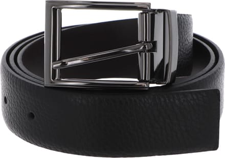 VALENTINO Leren Riem Bairone Classic Belt W120 Nero / Moro Zwart