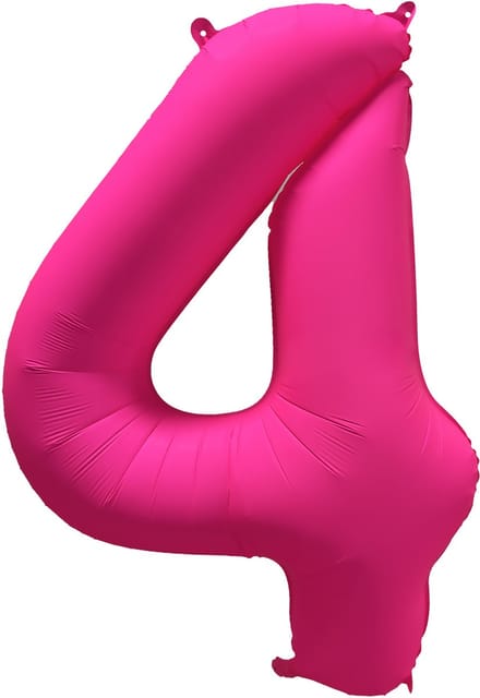 Folieballon cijfer 4 - Neon Roze - 86 cm