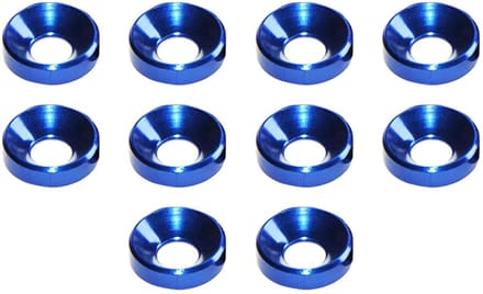 SnelShoppen - Cup Washer Set 10 Stuks M4 Anodized Aluminium Countersunk Wasmachine Bumper Moeren Voor Auto's (Blauw)