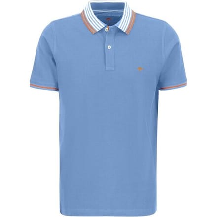 Fynch-Hatton Polo Striped Collar Modern Soft Cotton Piqué Light Sky / male