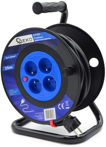 GEKO Elektrische kabelhaspel - 25m - 4 stopcontacten - 3x1.5mm² - 230V