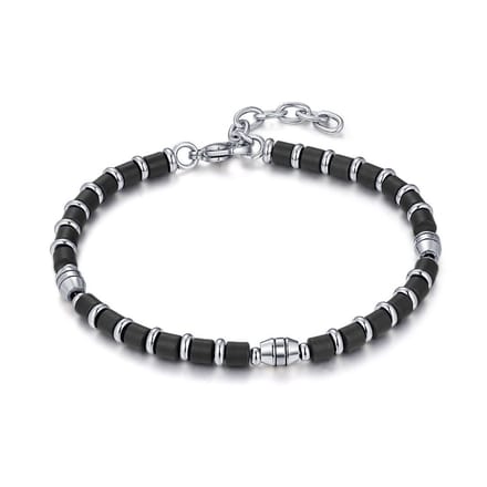 Twice As Nice Armband in edelstaal, zwart en staal 18cm+3cm