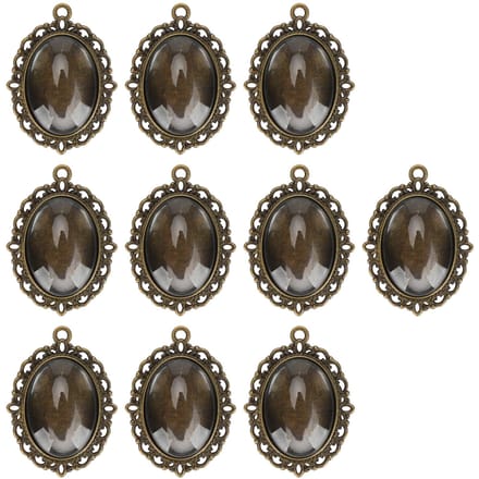 10 Sets Glazen Patch Hanger Ovale Bakjes Glazen Cabochon Heldere Koepeltegels DIY Sieraden Materialen gray