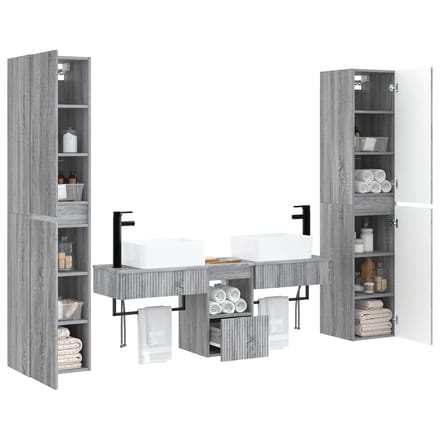 vidaXL - Badkamerkast - set - 5 - st - Grijs - Sonoma - 33 - x - 34,5 - x - 160 - cm