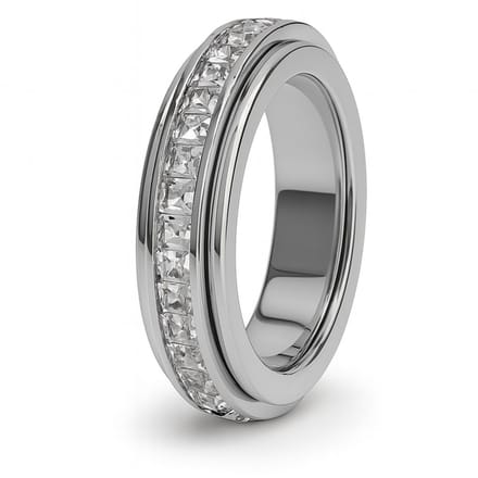 Anxiety Ring - (Steentjes) - Stress Ring - Fidget Ring - Anxiety Ring For Finger - Draaibare Ring Dames - Spinning Ring - Spinner Ring - Zilver