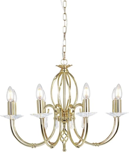 Elstead Lighting LED Kroonluchter | 8X E14 Max 60W | Dimbaar | Polished Brass