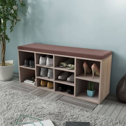 vidaXL - Schoenenbank - met - 10 - vakken - eikenkleurig