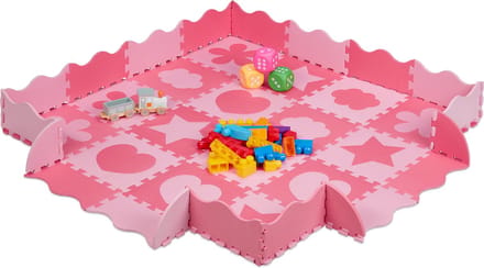 speelmat - 52-delig - foam - 1,4 m² - met rand - diverse motieven - roze-lichtroze