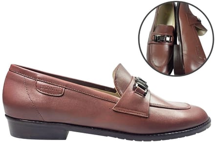 Stravers - Trendy Loafers Maat 43 Leer Bruin Grote Maten Instappers Dames