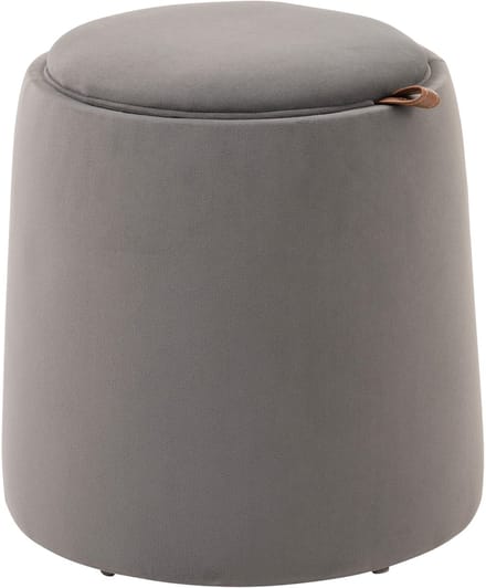 MODFU Ronde Poef Ø44 x 47,5 cm van polyester, met opbergruimte en omkeerbaar deksel, donkergrijs