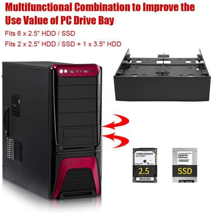 OImaster 2.5   3.5  HDD  SSD naar 5.25  Floppydrive Baai Computer Montagebeugel black