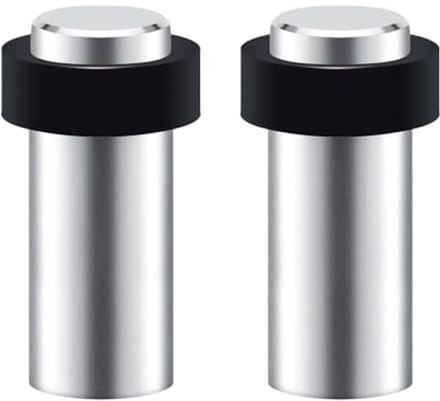 Deurstopper Vloermontage Roestvrij Staal met Rubber Ring - Hoogte 80mm - 2 Stuks