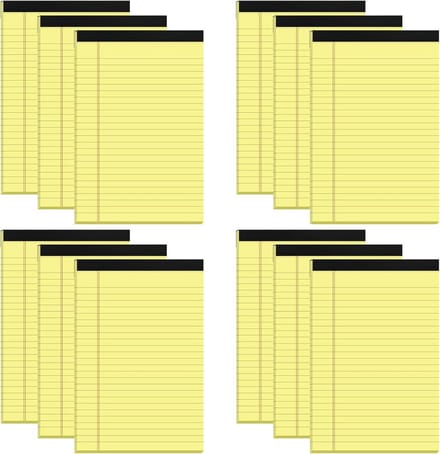 Gele notitieblokken 5x8 inch college lijnen 12 stuks