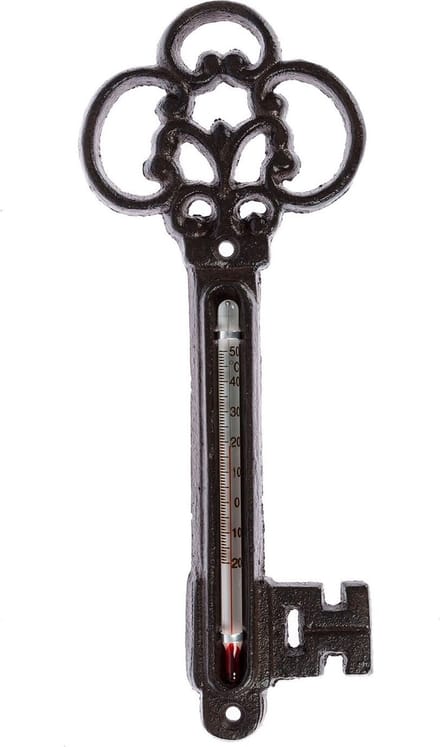 Homescapes Rustieke gietijzeren thermometersleutel, 8,7 cm x 22,3 cm