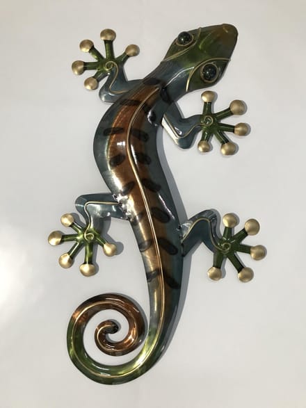 Metalen wanddecoratie - Gekko - 34cm x 58 cm x 3cm
