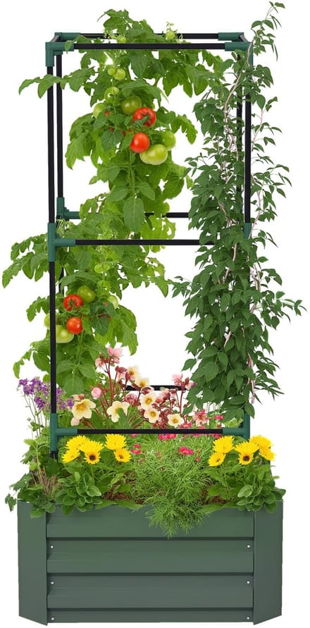 Outsunny verhoogde plantenbak - staal - groen