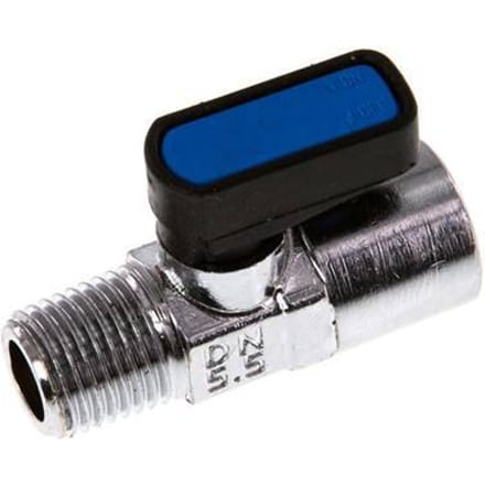 Buiten x Binnendraad R/rp 1/4 inch 2-Weg Messing Mini-Kogelkraan Compact EN331 Gas 20 Bar