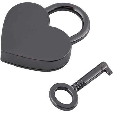 Klein liefdeshartvormig hangslot, kleine bagagetas, dagboekslot, sleutels black