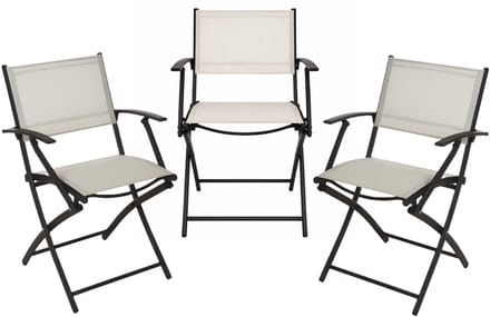 Klapstoel - 3x - beige - opklapbaar - 46 x 52 x 85 cm - staal/polyester - campingstoel/tuinstoel
