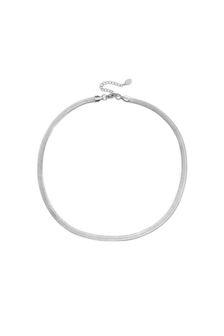 YEHWANG -  platte Ketting -  Retreat - zilver - geweven structuur