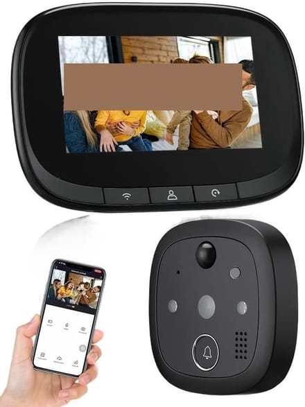 Videodeurbel - Kijkgaatje Camera - Huis Beveiligen - Bewegingsdetectie Alarm - 4.3 Inch Scherm - Zwart