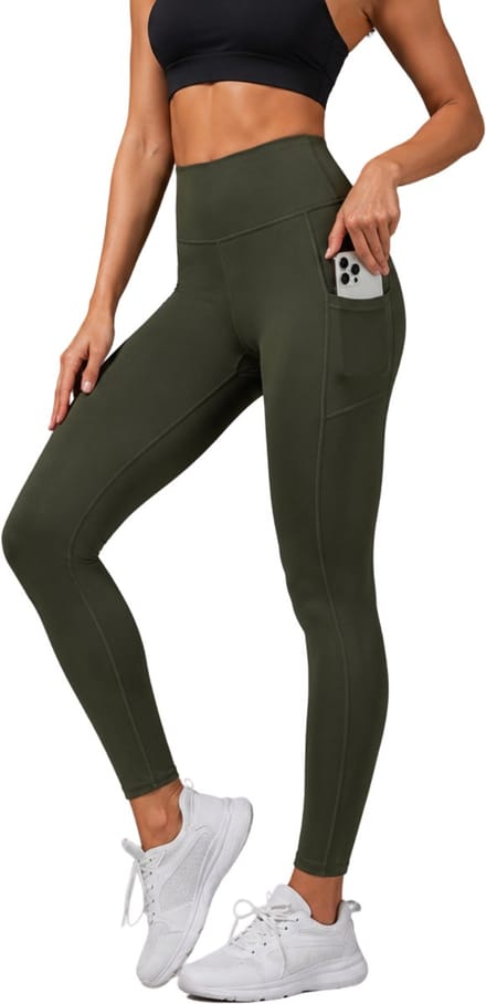SparkNine Pacepocket dames sportlegging - met handige zakken - L - groen - hoge taille - elastisch - squatproof - niet doorschijnend