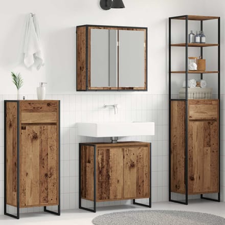 vidaXL - Badkamermeubel - Set - 4 - st - Oudhout - Bewerkt - hout