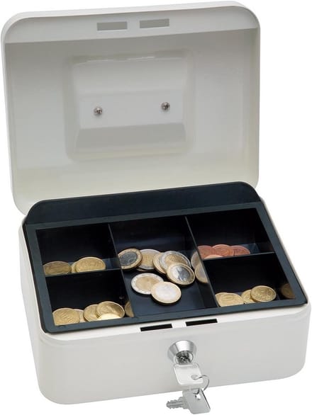 Robuuste Geldcassette met Cilinderslot en Munteninzet – Wit