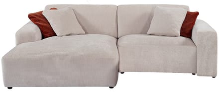 Vente-unique Hoekbank met hoek links van beige ribfluweel TIRONO van Maison Céphy