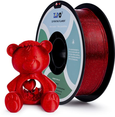 ZIRO Twinkling PLA Filament 1.75mm – 1KG – Bright Red Glitter – Rood Sparkle 3D Printer Filament