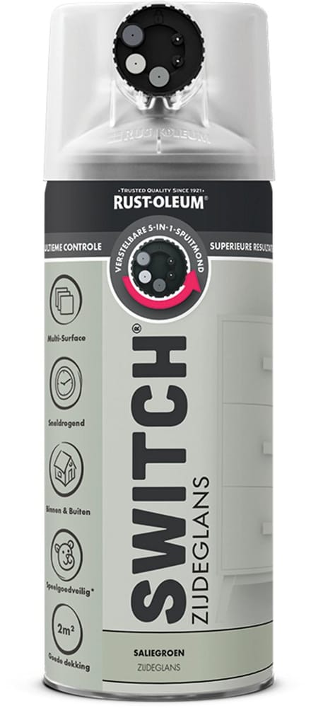 Rust-Oleum Switch Spuitbus Verf Zijdeglans 400ml - Saliegroen
