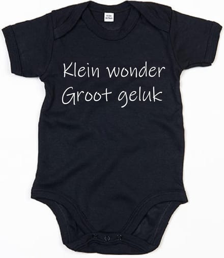 Rompertje Klein Wonder Groot Geluk-Zwart-6-12 Maanden