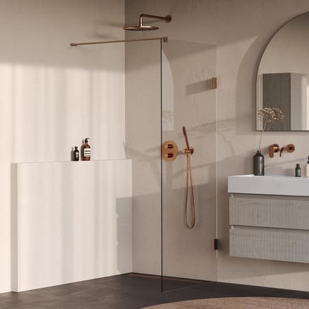 Brauer Void inloopdouche helder glas 80x200 incl. glascoating PVD koper geborsteld