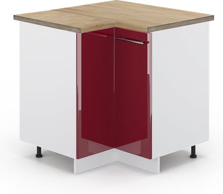 Vicco Fame-Line Hoekkast – 80.5 cm, WB Eik Bordeauxrode hoogglans