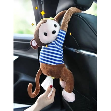 Creatieve Pipi Monkey Tissue Box, Auto-accessoires Tissue Roll Holder voor Autostoel Rugleuning, Cartoon Schattig gray