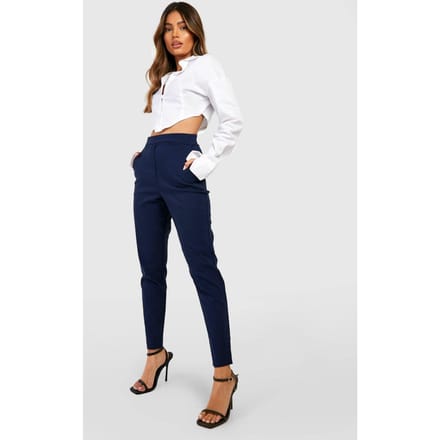 boohoo Dames Super Stretch Tapered Tailored Trouser | Marineblauw | Maat: 36