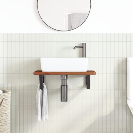 vidaXL - Badkamer - wandschap - staal - en - massief - eikenhout